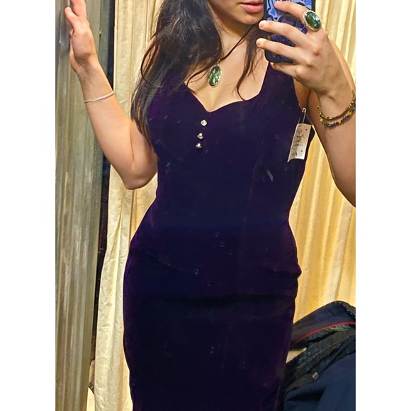 90s deep purple velvet corset dress - Picture 3 of 6